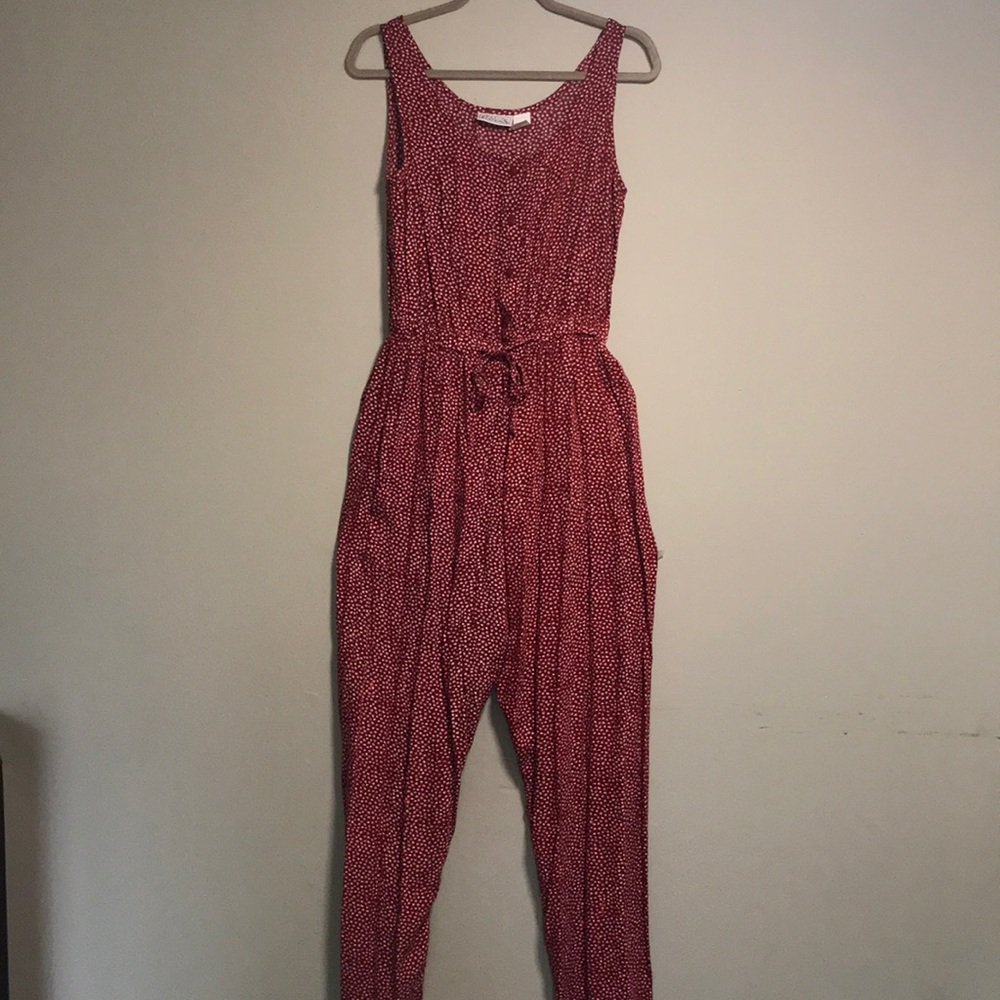 Red floral jumpsuit